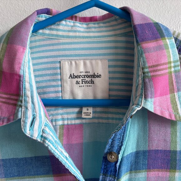 Sweet Pastel A&F Plaid Shirt - Size S - Picture 2 of 15